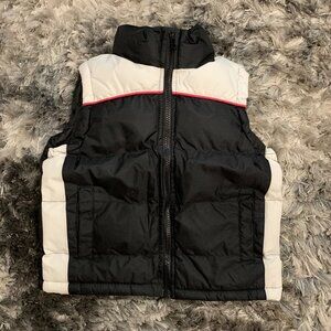 Beverly Hills Princess Puffy Vest 7 White and black with Pink Stripe SZ. 7 KIDS